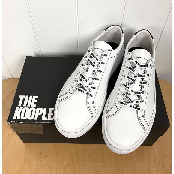The Kooples Unisex White Leather Lace Up Sneakers NIB‎ Size FR 41/US 8 M/US 10 W